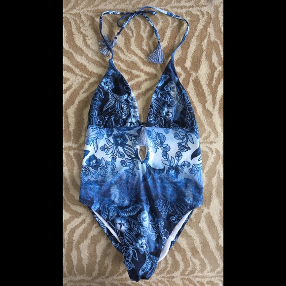The Bikini Lab Blue Floral One Piece Swimsuit - Picture 5 of 9